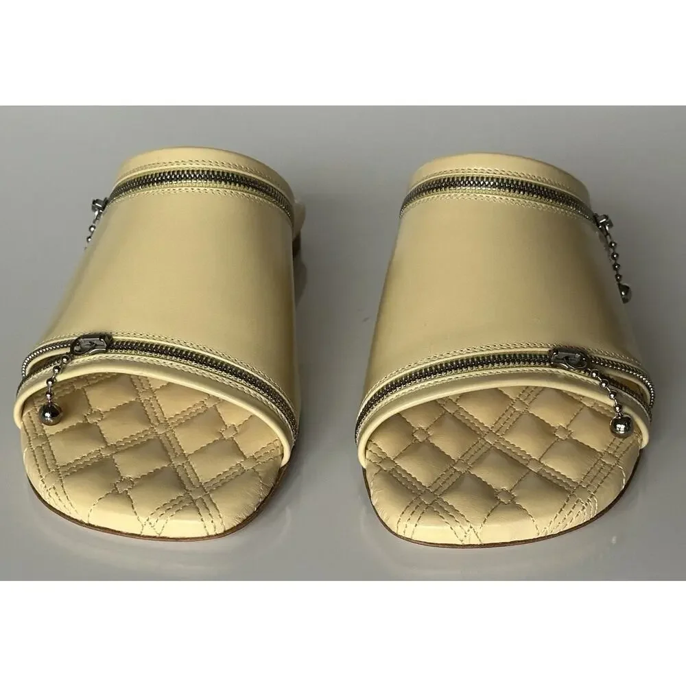 Burberry Open Toe Yellow Leather Slides Sandals 8 US (38) 8080264 IT NIB $990